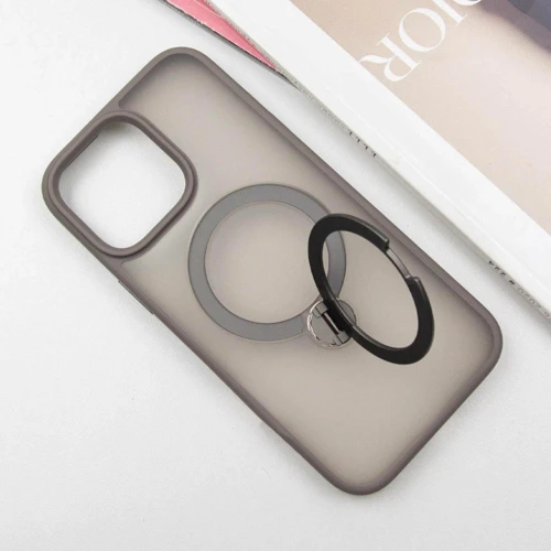 Чехол для iPhone Mobile Case Metal Buttons with MagSafe HQ Ring Grey for iPhone 15 Pro: Материалы поликарбонат и полиуретан