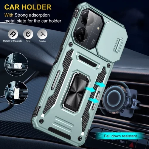 Чохол для телефона Mobile Case Camshield Army Ring Light Green для Xiaomi Redmi 13C / Poco C65: Плівка в комплекті нет