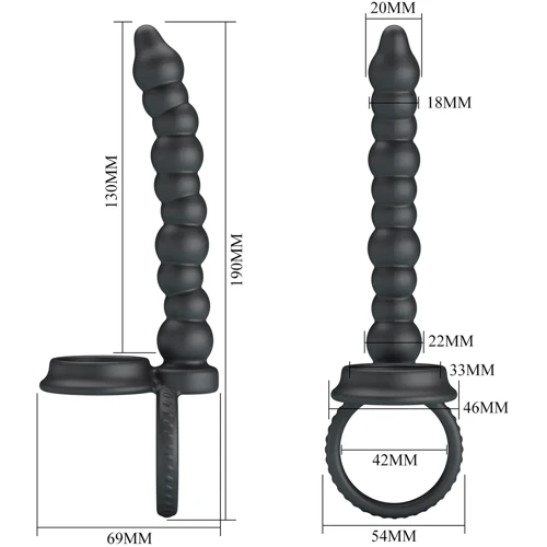 Кільце ерекційне з насадкою для анального сексу LYBAILE Pretty Love - Diilon Black (BI-210331)