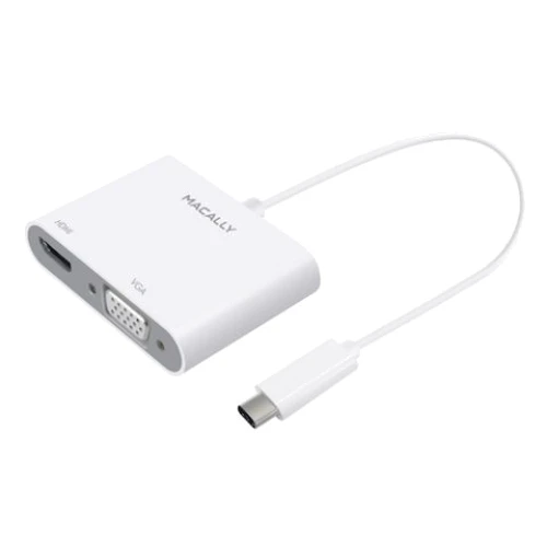 Адаптер Macally Adapter USB-C to VGA and HDMI 4K White (UCVH4K)