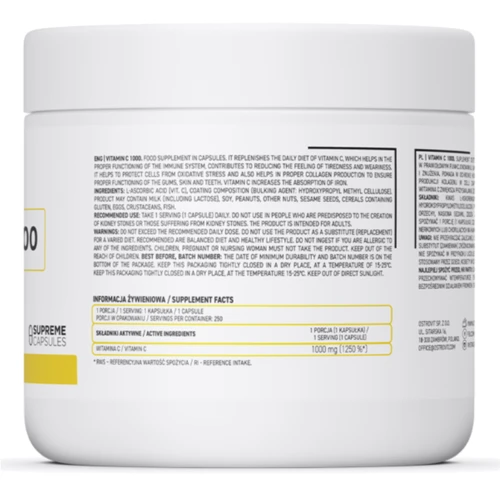 OstroVit Vitamin C Вітамін C 1000 мг 250 капсул: Тип Витамин C