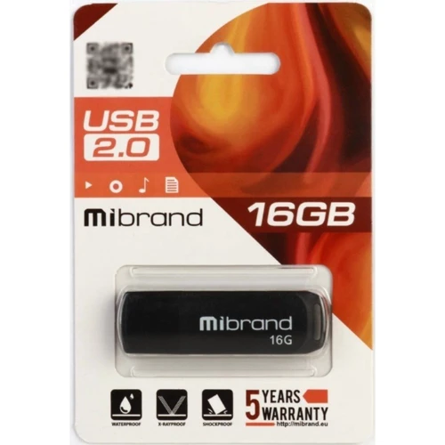 USB-флешка Mibrand 16GB Mink USB 2.0 Black (MI2.0/MI16P4B): Стандарт USB USB 2.0
