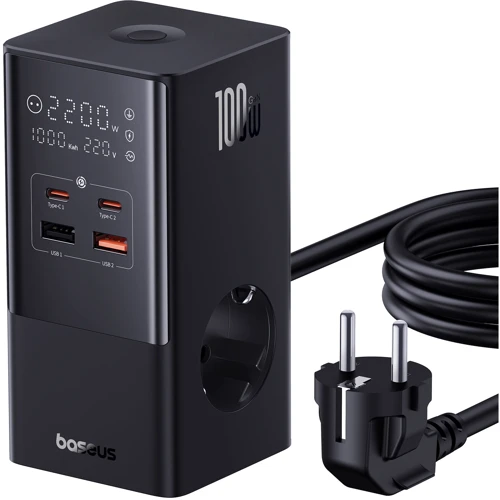 Зарядний пристрій Baseus Wall Charger AC+2xUSB+2xUSB-C GaN PowerCombo Power Strip 100W Black (E00023609113-00): Особливості Швидка зарядка, USB-C