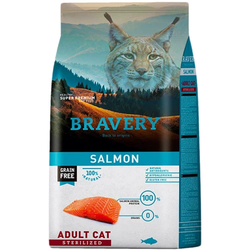 Сухий корм Bravery Adult Cat Sterilized для дорослих стерилізованих котів з лососем 600 гр (7715 BR SALM STER_600 GR)