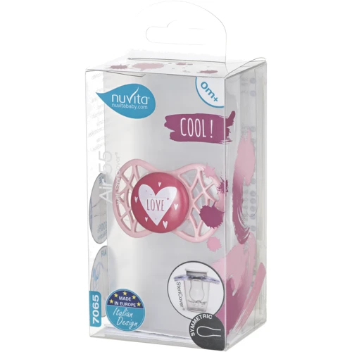 Пустышка Nuvita Air55 Cool симметричная с колпачком 0m+ LOVE розовая (NV7065PR): Вид пустышки классическая