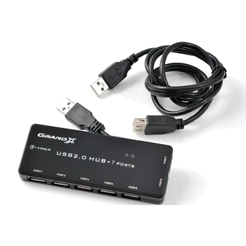 Аксессуар для ноутбуков USB хаб Grand-X 7 портов + 1,2m USB cable (GH-701) фото 5