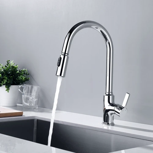 Смеситель для кухни Lefton Copper Kitchen Pull-Down Faucet with 3 Water Outlet Modes-KF2204 Chrome: Термостат Нет