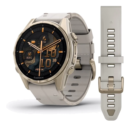 Смарт-часы Garmin Fenix 8 AMOLED 43mm Sapphire Soft Gold with Limestone Leather Band (010-02903-40)