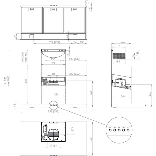 Вытяжка Gorenje WHT623E5X: Тип монтажа Настенный