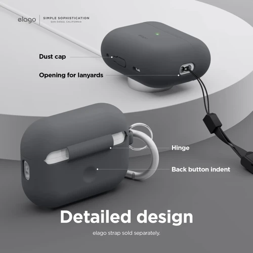 Чехол для наушников Elago Silicone Hang Case Dark Gray (EAPP2SC-HANG-DGY) for Apple AirPods Pro 2 фото 3