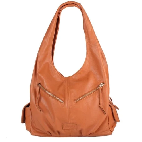 Женская сумка хобо Laskara коричневая (LK-DM230-cognac)