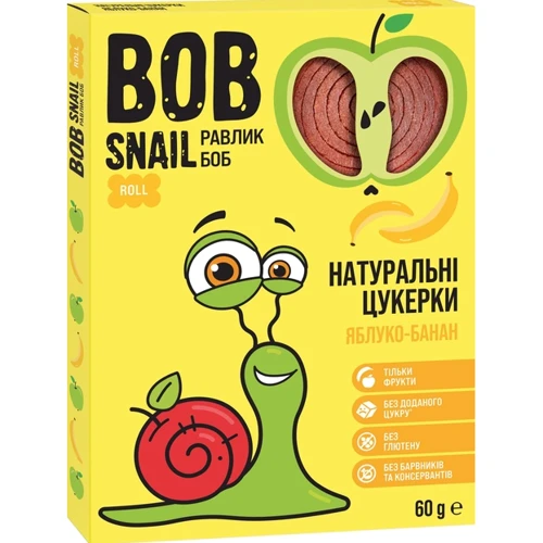 Цукерки Bob Snail яблучно-бананові 60г