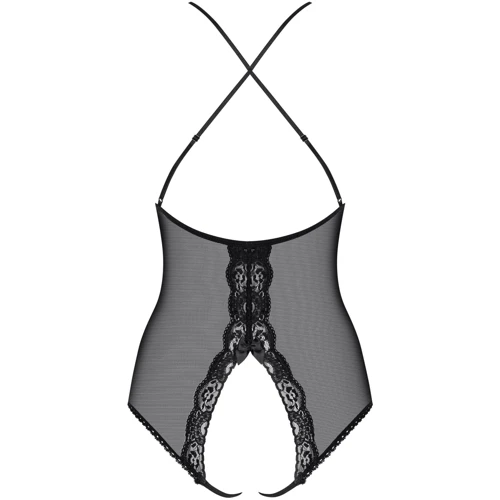 Прозрачное боди с пикантным вырезом Obsessive 841-TED-1 black S/M