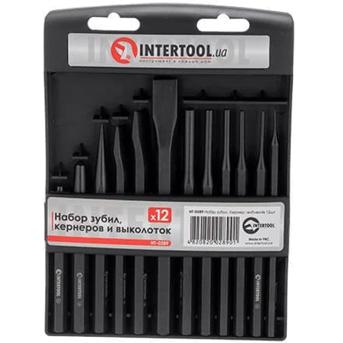 Набір зубил, кернерів та виколоток 12 шт Intertool HT-0289