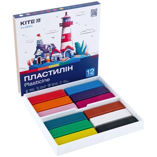 Пластилин восковой Kite Classic 12 цветов 240 г (K-1086): Тип Восковой