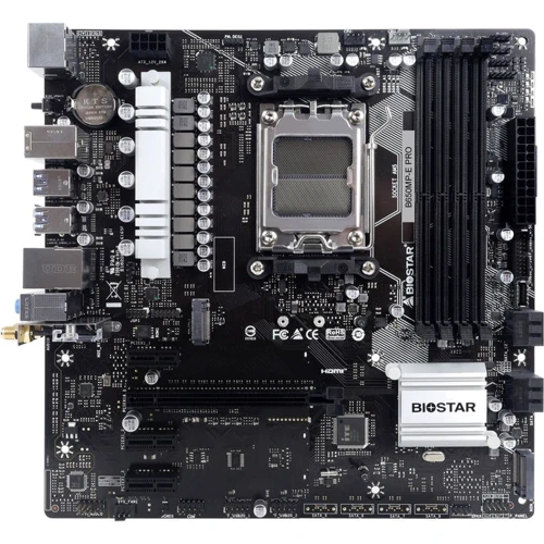 Biostar B650MP-E PRO: Разъемы на задней панели USB Type-C, USB 3.2 Gen 2, DisplayPort, HDMI, Ethernet RJ-45, USB 2.0, USB 3.2 Gen 1