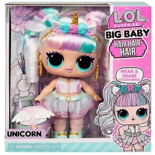 Игровой набор с мегакуклой L.O.L. Surprise! серии Big Baby Hair Hair Hair – Единорог (579717): Высота, см 30