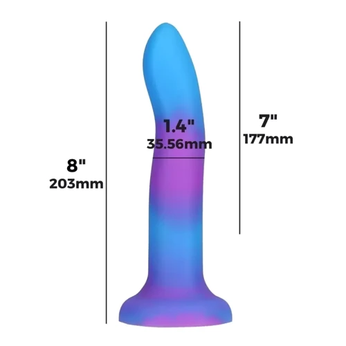Светящийся в темноте фаллоимитатор ADDICTION - Rave - 8" Glow in the Dark Dildo - Blue Purple
