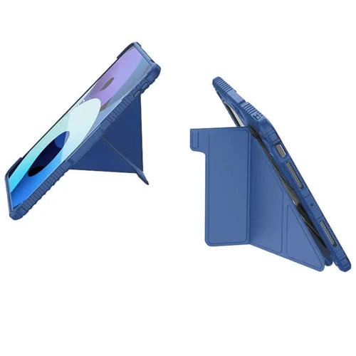 Аксесуар для iPad Nillkin Bumper Pro Multi-angle Sapphire Blue для iPad Pro 11 2024 M4: Особливості Удобно держать в руке, режим автопробуждения/сна, магнитное сцепление, Надежная защита от царапин и загрязнений, Складывается в подставку, Усиленная защита боковых торцов, Защита основной камеры от ца