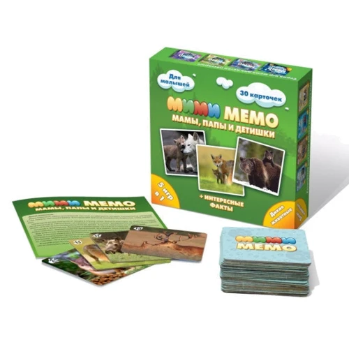 Настольная игра Нескучные Игры Ми-Ми-Мемо Дикие животные: Вид обучающие