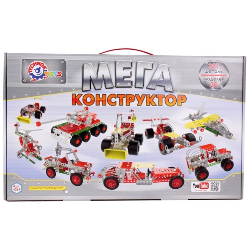 Металлический конструктор Technok Toys Мегауниверсал, 381 деталь (4364): Рекомендуемый возраст от 5 лет