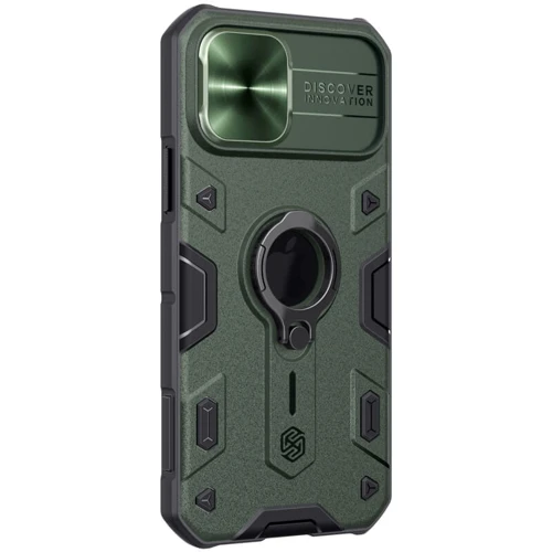 Чехол для iPhone Nillkin CamShield Armor Green for iPhone 15 Pro Max: Материалы поликарбонат и полиуретан