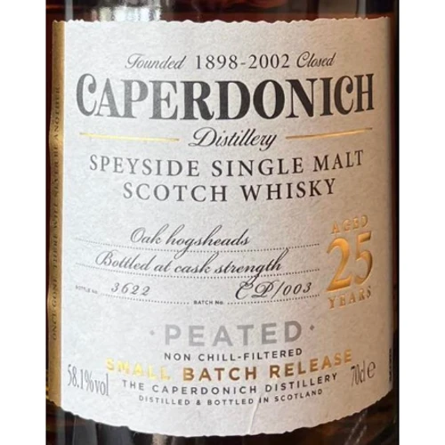 Виски Caperdonich Peated 25 уо 58.1% в коробке 0.7 л (STA0500029961392): Объем, л 0.7