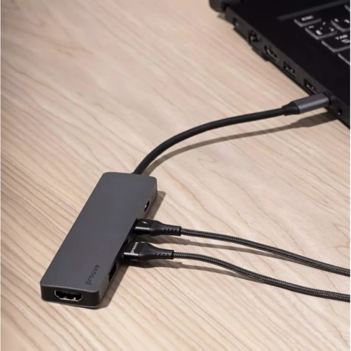 Адаптер Proove Adapter Iron Link USB-C to 3xUSB3.0+USB-C+HDMI Silver (HBIL00010604) фото 4
