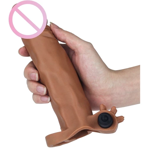Насадка на член LoveToy Pleasure X-Tender Vibrating Penis Sleeve Add 2" Brown