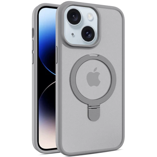 Чехол для iPhone Mobile Case Metal Buttons with MagSafe HQ Ring Grey for iPhone 15: Цвет серый