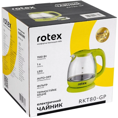 Электрочайник Rotex RKT80-GP: Объем, л 1