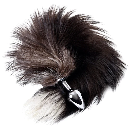 Анальная пробка Metal By Toyfa с хвостом черно-бурой лисы