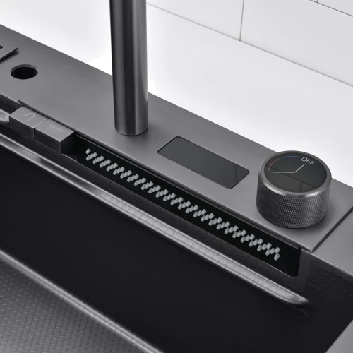 Кухонная мойка Lefton Waterfall Workstation Kitchen Sink Set With Digital Temperature Display & Knife Holder-KS2204: Наличие крыла Нет