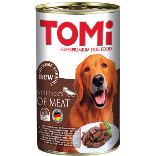 Вологий корм для собак TOMi п'ять видів м'яса 1.2 кг