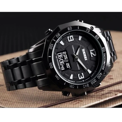 Наручний годинник Skmei Kompass PRO Black 1465: Тип циферблата Комбинированный (аналого-цифровой)