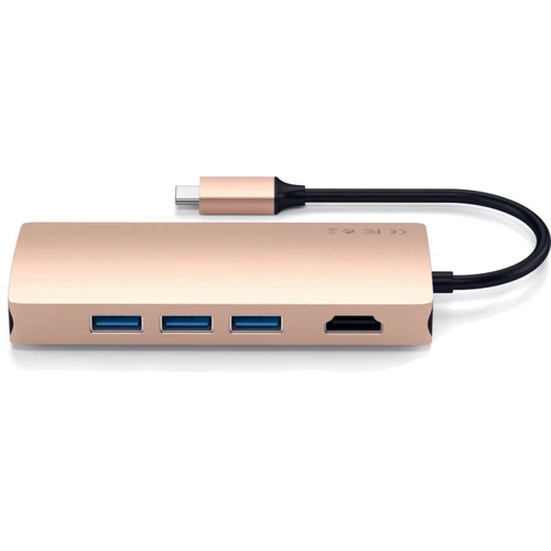 Адаптер Satechi Adapter USB-C to USB-C+RJ45+HDMI+3xUSB3.0 Gold (ST-TCMA2G): Інтерфейс підключення USB-C