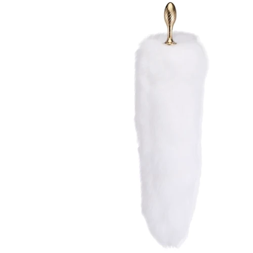 Анальная пробка LOCKINK Sevanda White Fox-Tail Anal Pear-shape Plug