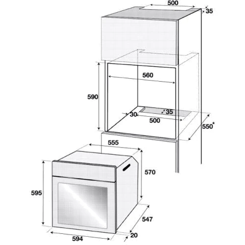Духовой шкаф электрический Beko BIE24301X: Размеры 59.5х59.4х56.7 см