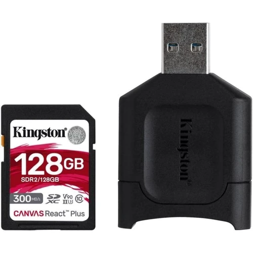 Карта пам'яті Kingston 128GB SDXC class 10 UHS-I U3 React Plus + USB card reader (MLPR2/128GB)