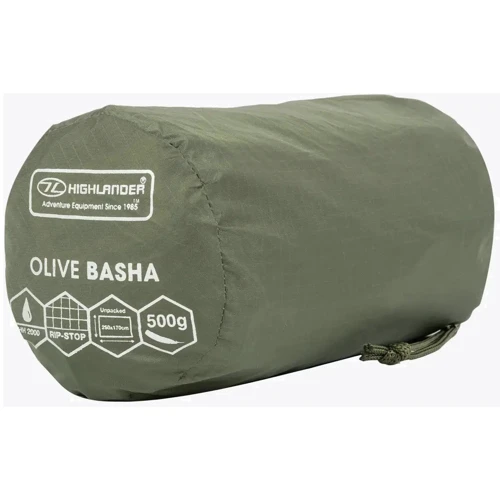 Аксессуар для палаток Тент Highlander Basha Shelter Olive (MA100-OG): Материал 210D Ripstop Polyester (с водонепроницаемым полиуретановым покрытием)