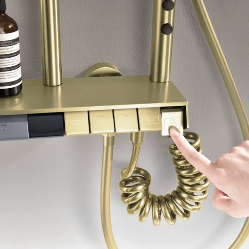 Душевая система Lefton Thermostatic Shower System with 5 Water Modes and Temperature Display Screen-SST2206 Brushed Gold фото 10