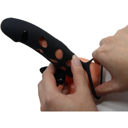 Насадка на член LYBAILE Pretty Love Penis Sleeve With Ball Strap 5.98" Black