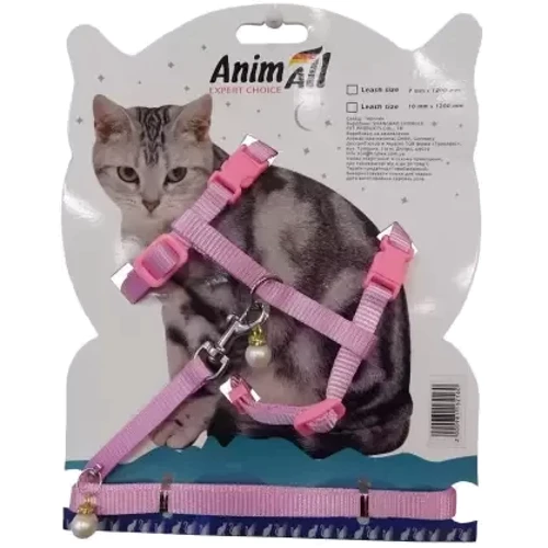 Шлея с поводком AnimAll HJ-LH 200 для кота 10х1200 мм (109018): Производитель AnimAll