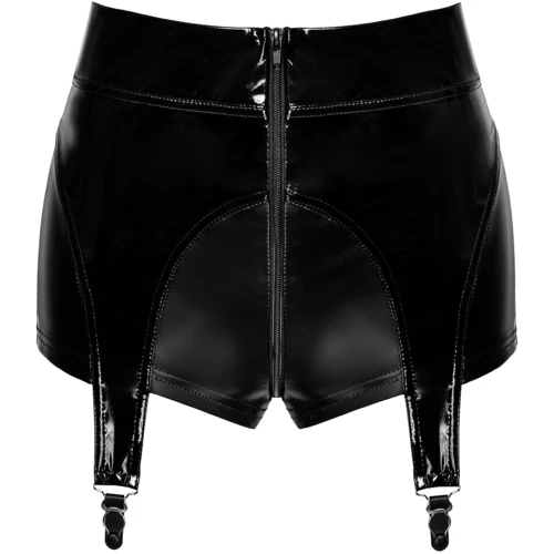 Шортики Noir Handmade F325 Glam suspender wetlook and vinyl shorts Вlack, 3XL