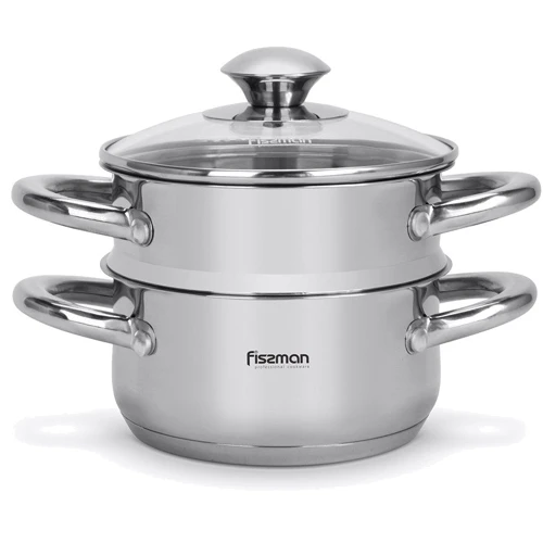 Кастрюля Fissman GULLIVER 14x7 см, 1.1 л со вставкой-пароваркой 14x6.5 см (5428): Тип Традиционная