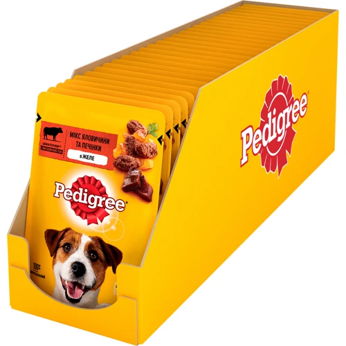 Консерви Pedigree для дорослих собак Яловичина в желе 100 г (5900951017261): Вага упаковки 0.1 кг