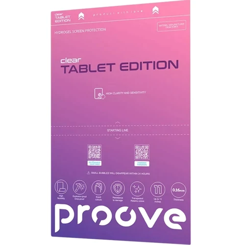 Аксесуар для планшетних ПК Proove Hydrogel Screen Protection Tablet Edition Clear Up to 11": Колір прозрачный