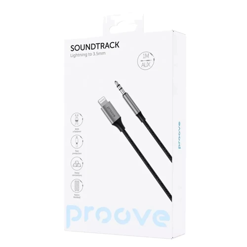 Кабель Proove Adapter Lightning to 3.5mm SoundTrack 1m Black: Длина 1 м