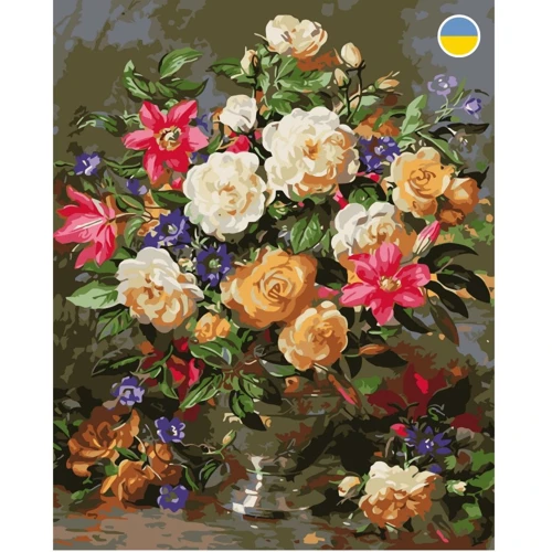 Картина по номерам Origami Букет роз 40x50 см LW1107