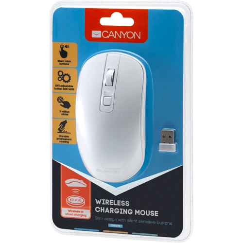 Мышь Canyon Wireless White (CNS-CMSW18PW): Максимальное разрешение сенсора, dpi 1600